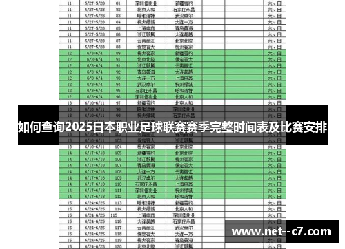 如何查询2025日本职业足球联赛赛季完整时间表及比赛安排 如何查询2025日本职业足球联赛赛季完整时间表及比赛安排